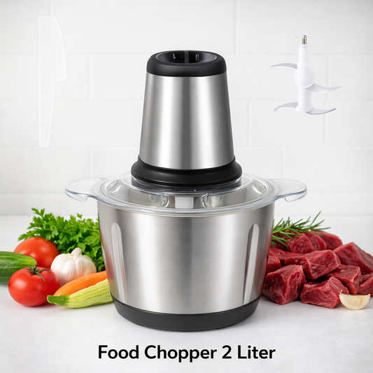 Electric Food Chopper Stainless Steel Double Blade Kitchen Grinder