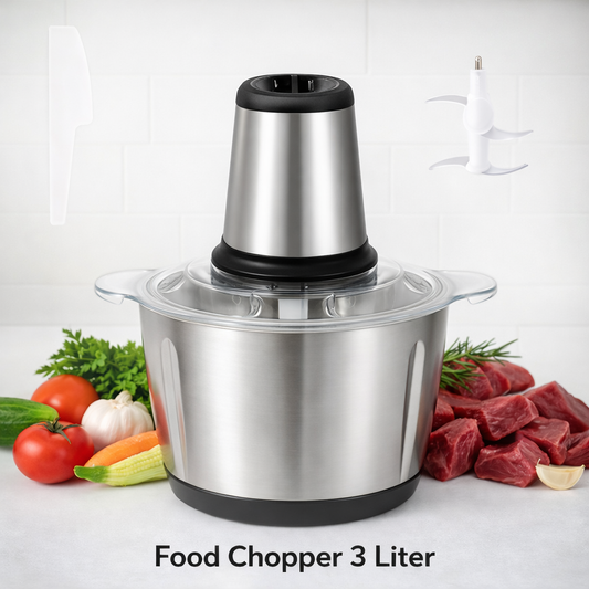 Electric Food Chopper Stainless Steel Double Blade Kitchen Grinder