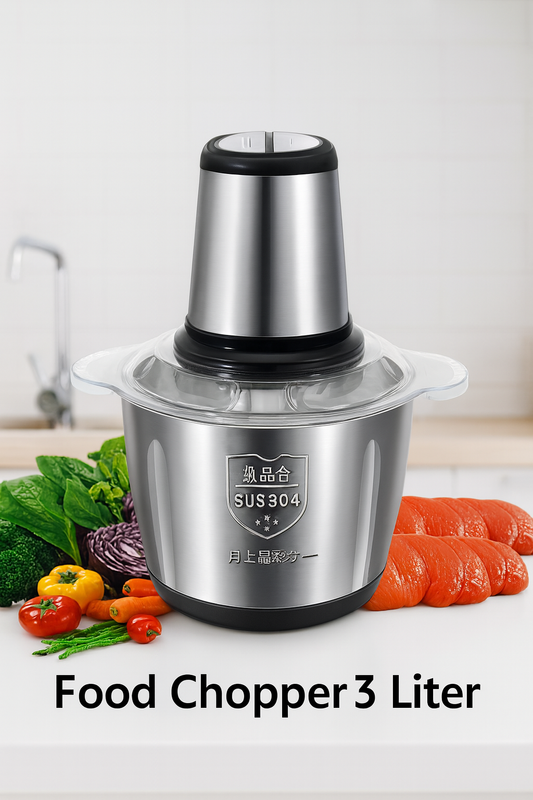 3L Electric Food Chopper Stainless Steel Double Blade Kitchen Grinder