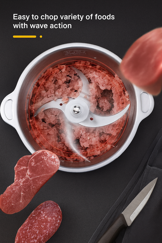 3L Electric Food Chopper Stainless Steel Double Blade Kitchen Grinder