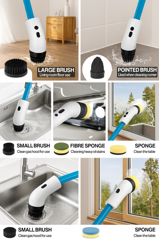 9 in 1 Electric Cleaning Brush Set for Kitchen Bathroom Car Detailing