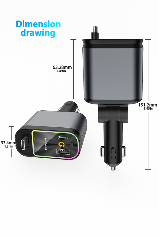 Dual USB Car Charger with LED Light Fast Charging Adapter
