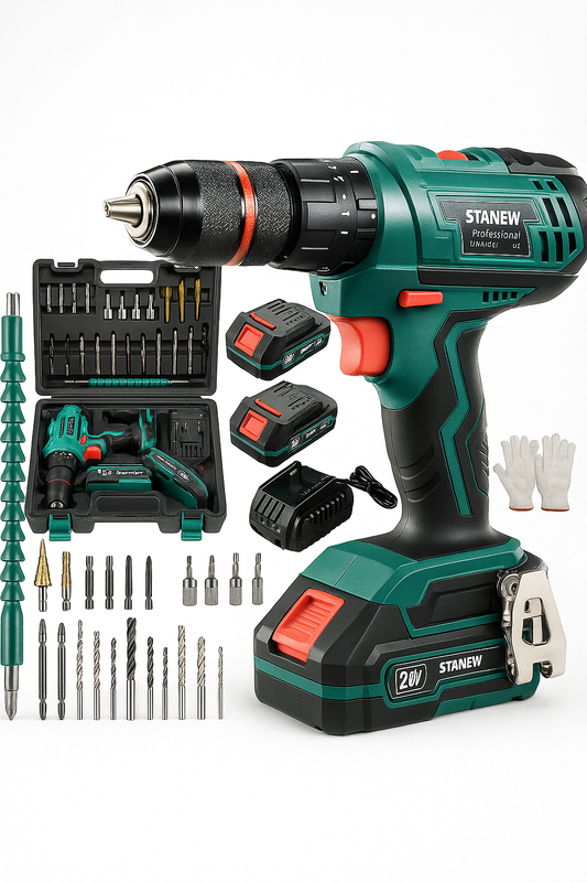 Electric Drill Double Battery Cordless Power Tool Set for Home Repair