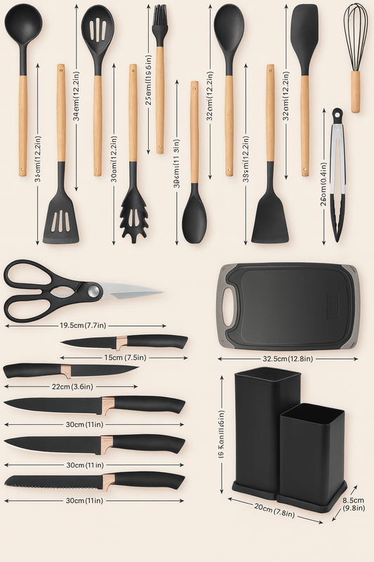 19 Pcs Kitchen Utensil Set Non Stick Cooking Tools Silicone Accessories