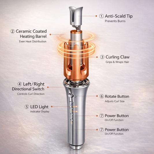 Automatic One-Touch Hair Curler 39W with Anti-Scald and Anti-Tangle Protection