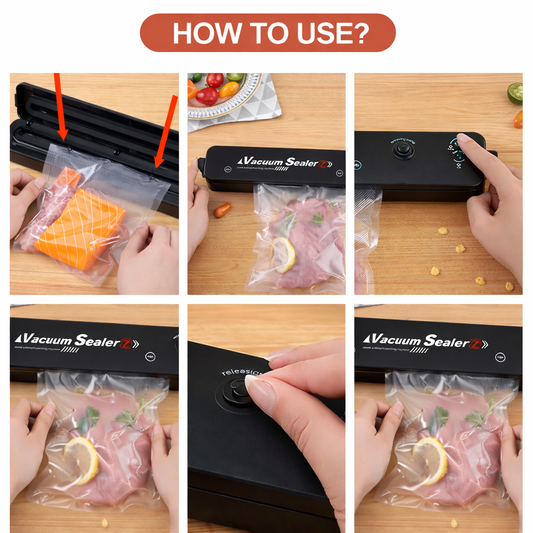 Vacuum Sealer Machine 90W Home Automatic Food Packing with 10 Bags